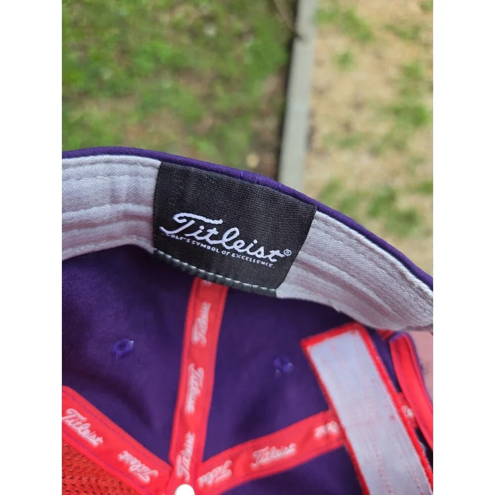 Titleist Hat Cap Mens Strapback Adjustable Purple/Orange FootJoy Pro V1 FJ Golf